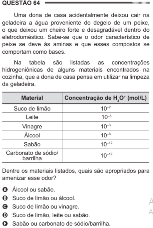 Questão de química do ENEM 2012